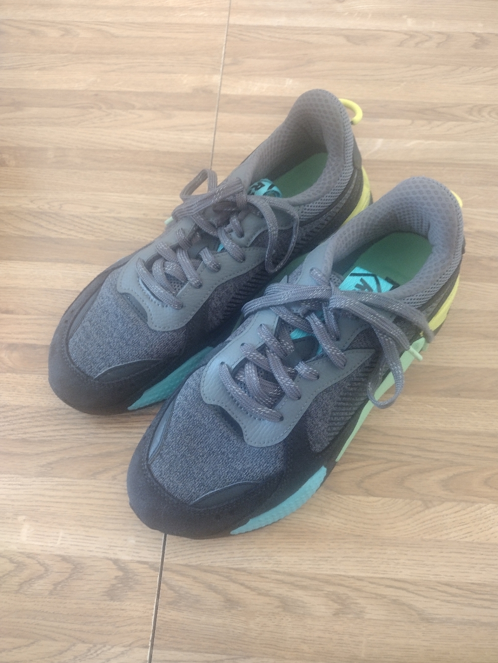 Puma RS-X Highlighter Castlerock Fluorescent Yellow Size 9 Men's Sneakers - Picture 2 of 8